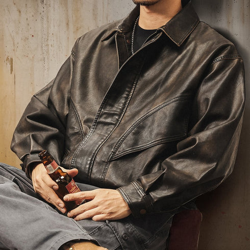 Vintage Leather-Like Blouson P1842